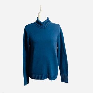 Orvis Blue Turtleneck Sweater Cotton Blend Fall Winter Cozy Casual Size Medium